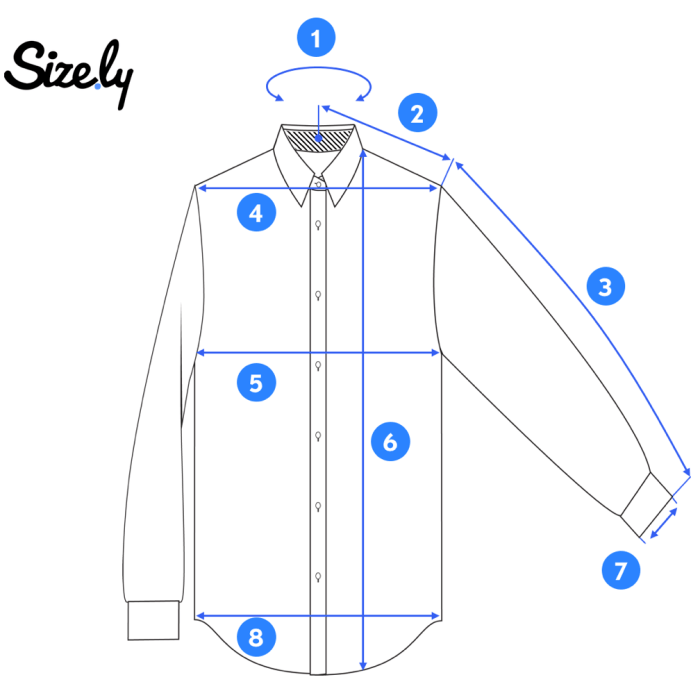 Men dress shirt measurements