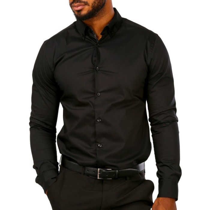 Long sleeve mens black dress shirt