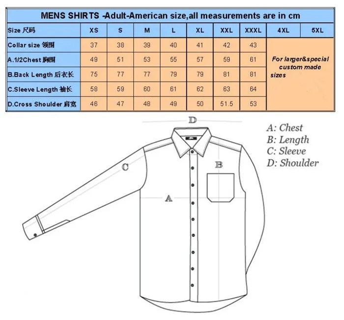 Sizing for men's dress shirts