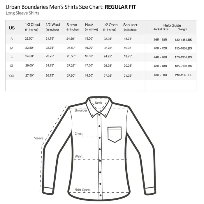 Men's dress shirts sizes