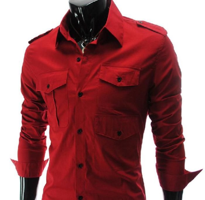 Red men's dress shirt